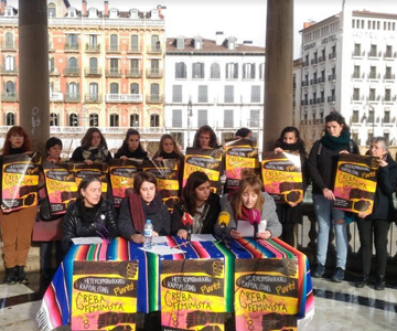 rueda de prensa del movimiento feminista en Navarra sobre la huelga feminista del 8 de marzo de 2019