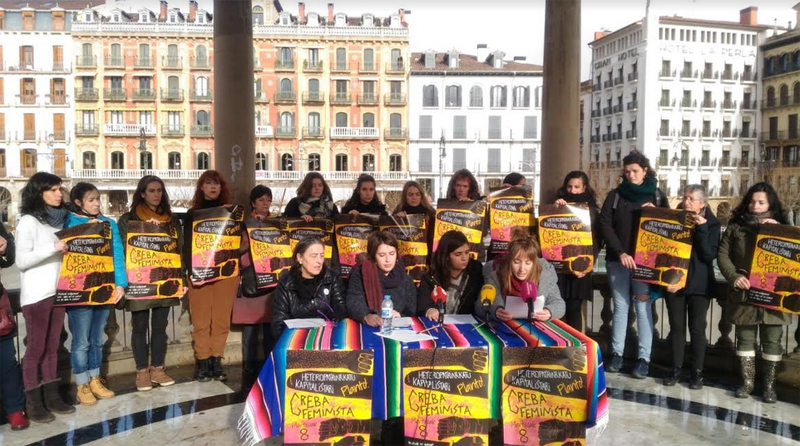 rueda de prensa del movimiento feminista en Navarra sobre la huelga feminista del 8 de marzo de 2019