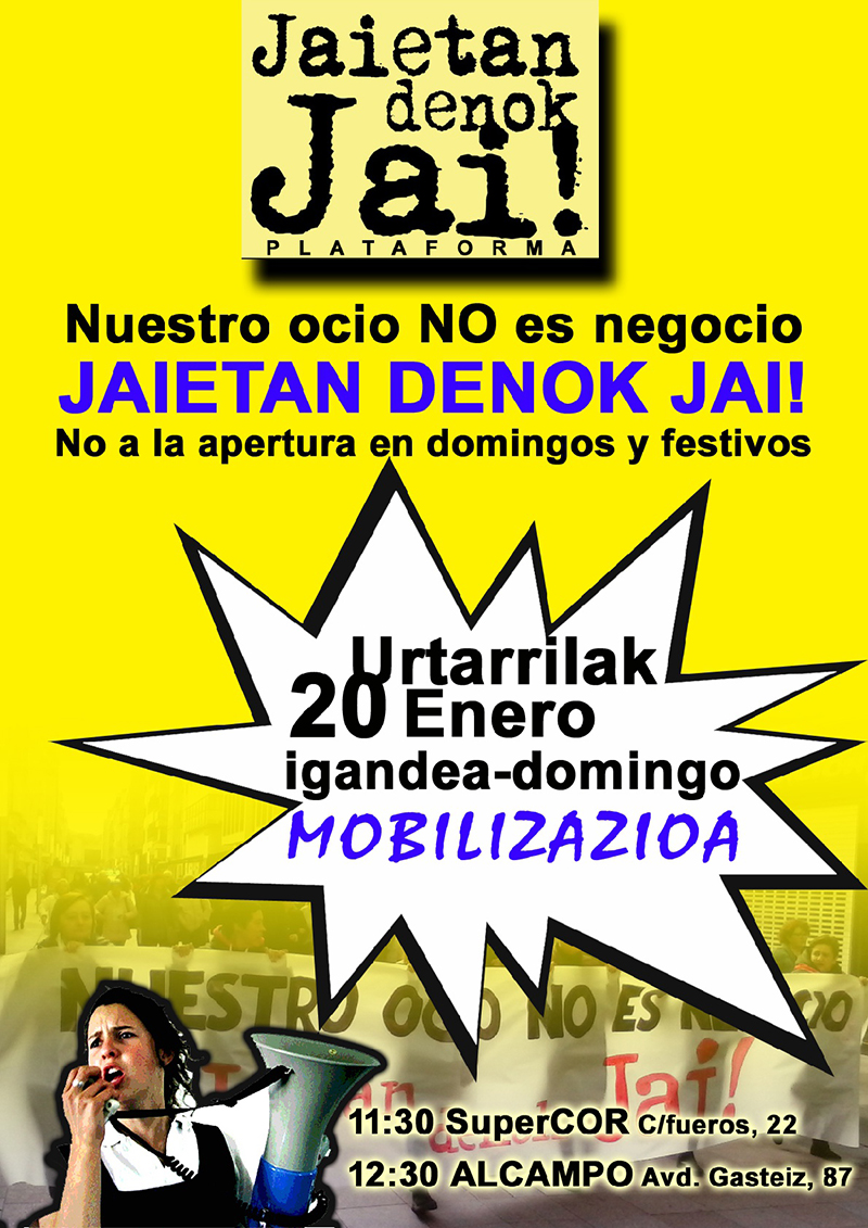 cartel de la manifestacion del 20 de enero de las trabajadoras del comercio