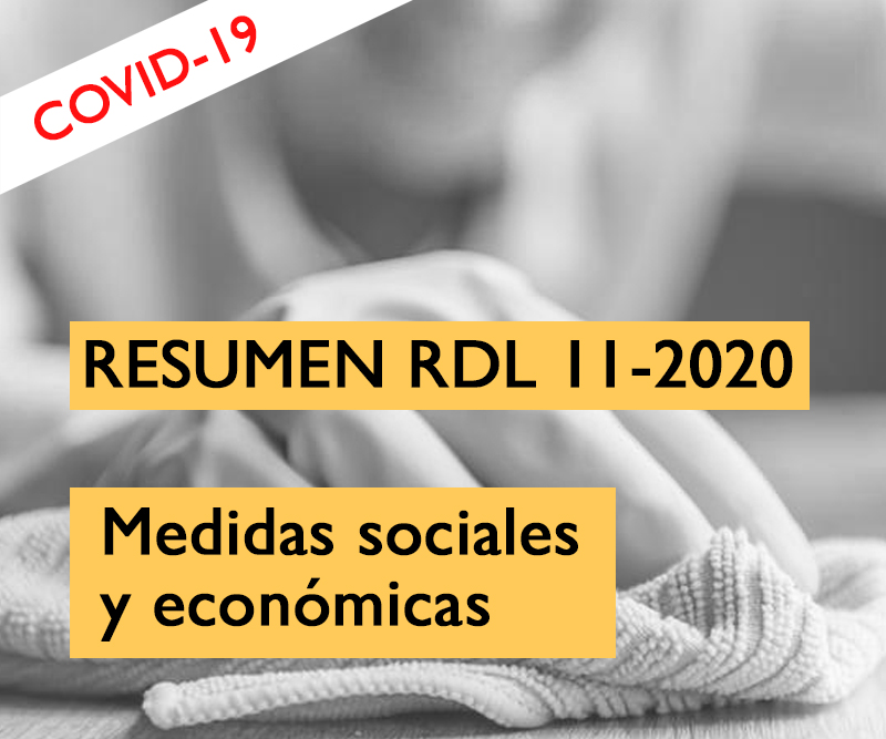 RDL 11/2020 medidas sociales y económicas COVID-19 coronavirus