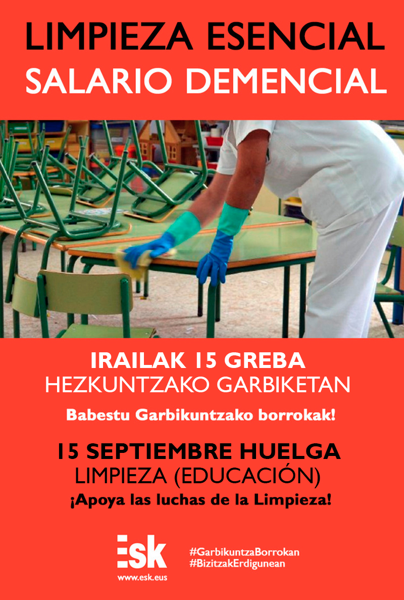 huelga limpieza educacion CAV 15 septiembre