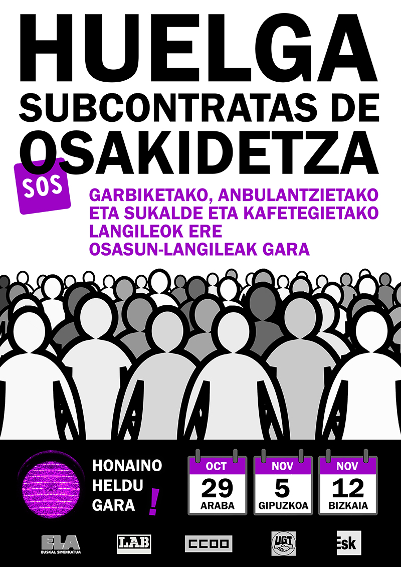 huelga subcontratas osakidetza octubre noviembre 2020 