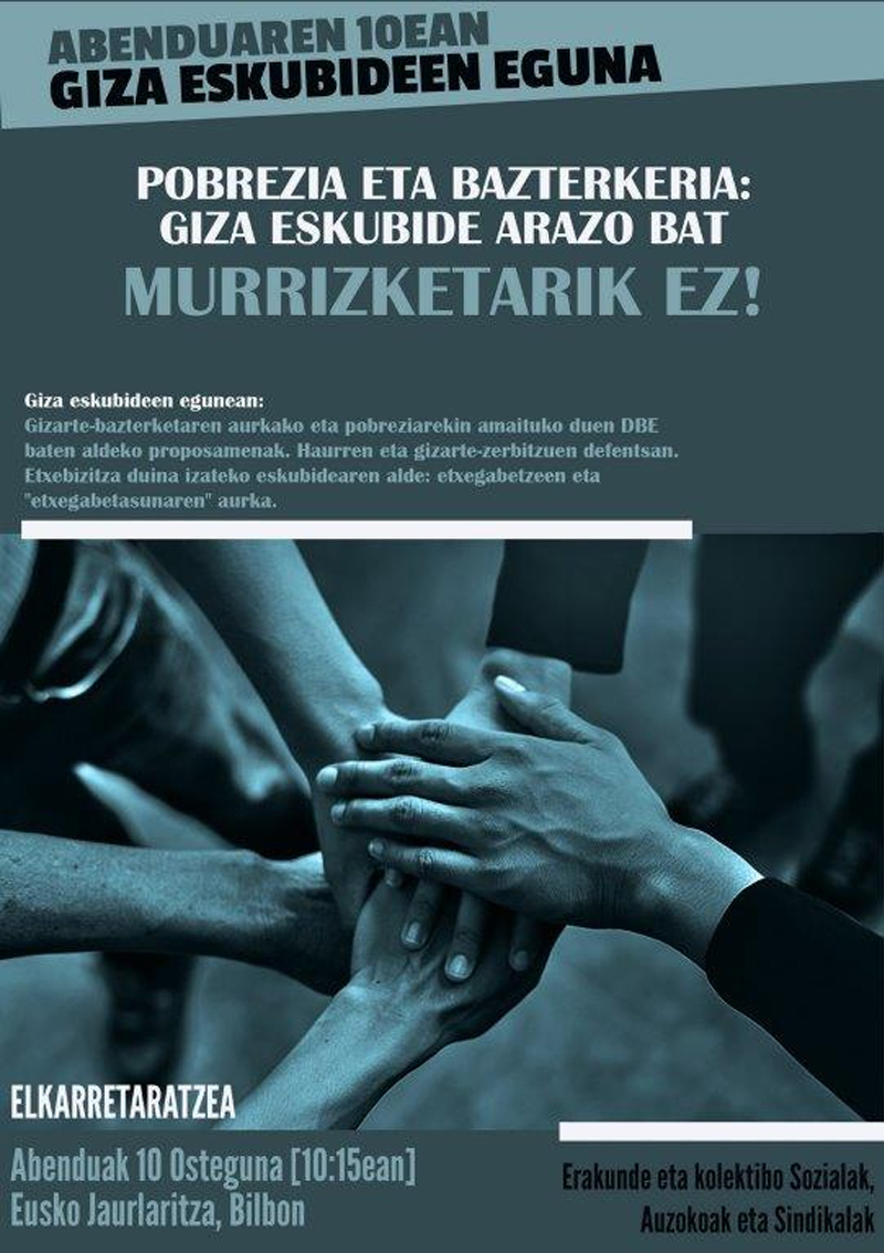  2020ko abenduaren 10a Giza eskubideen eguna: pobrezia eta bazterketa giza eskubideen arazoa da