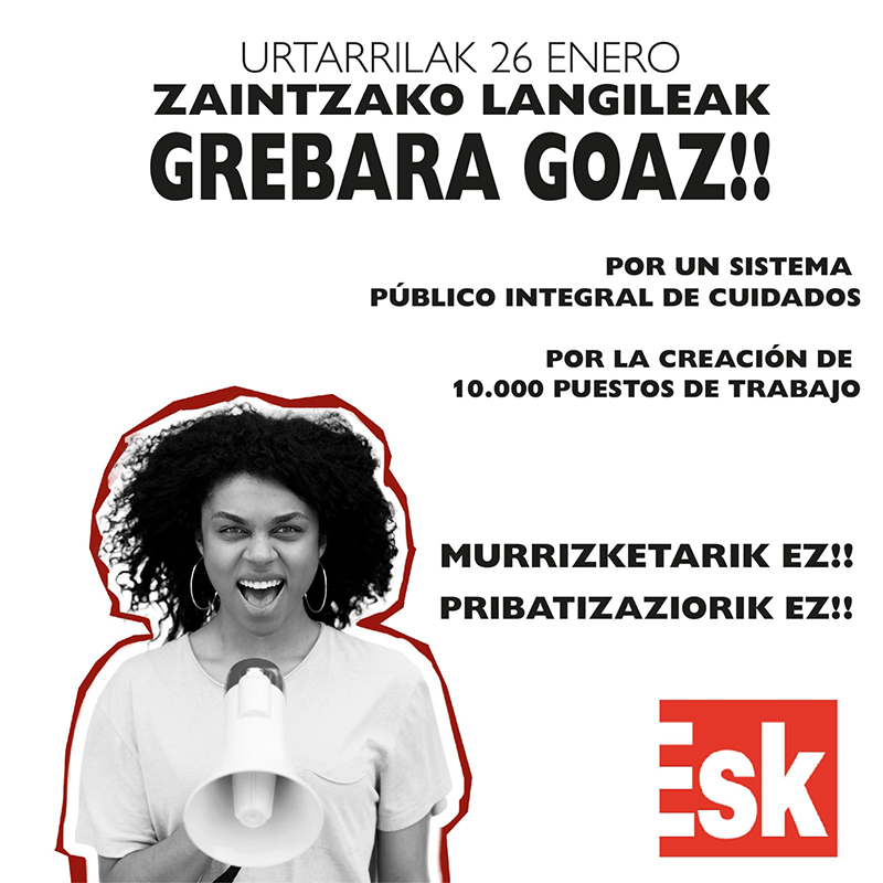 Huelga en el sector cuidados euskadi 26 enero