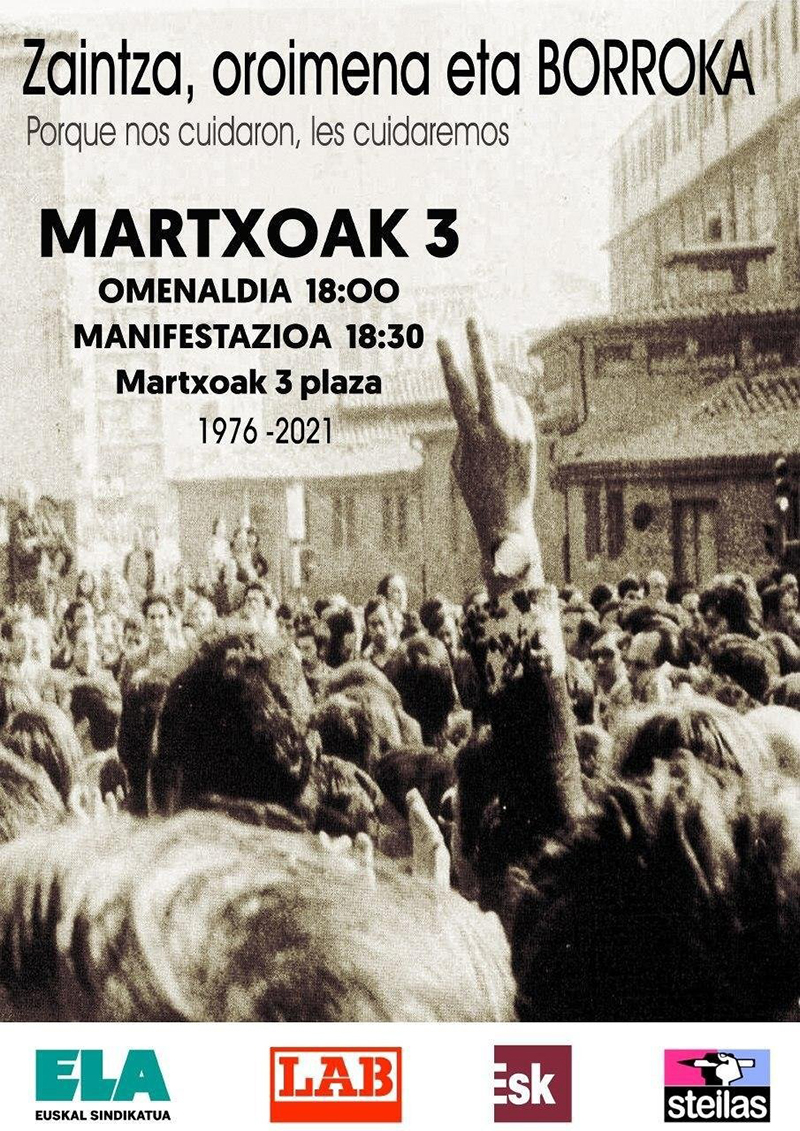 3 de marzo 2021 Martxoak 3 2021 Vitoria Gasteiz zaintza oroimena eta borroka