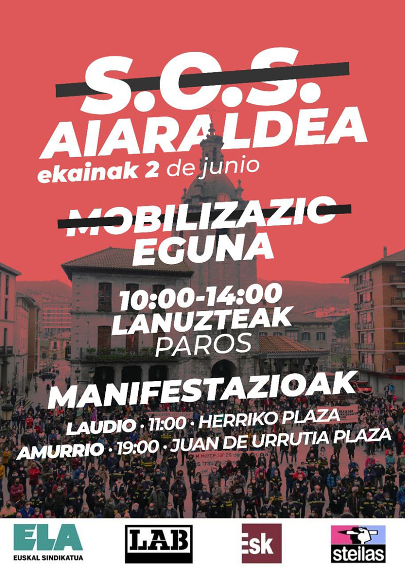 SOS Aiaraldea! 2 de junio paro y manifestaciones en Amurrio y Laudio