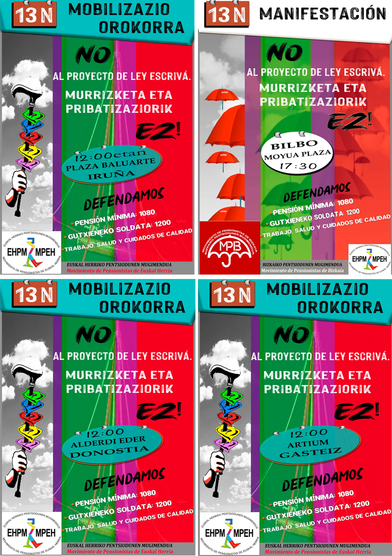 Manifestaciones 13 noviembre 2021 pensiones Euskal Herria