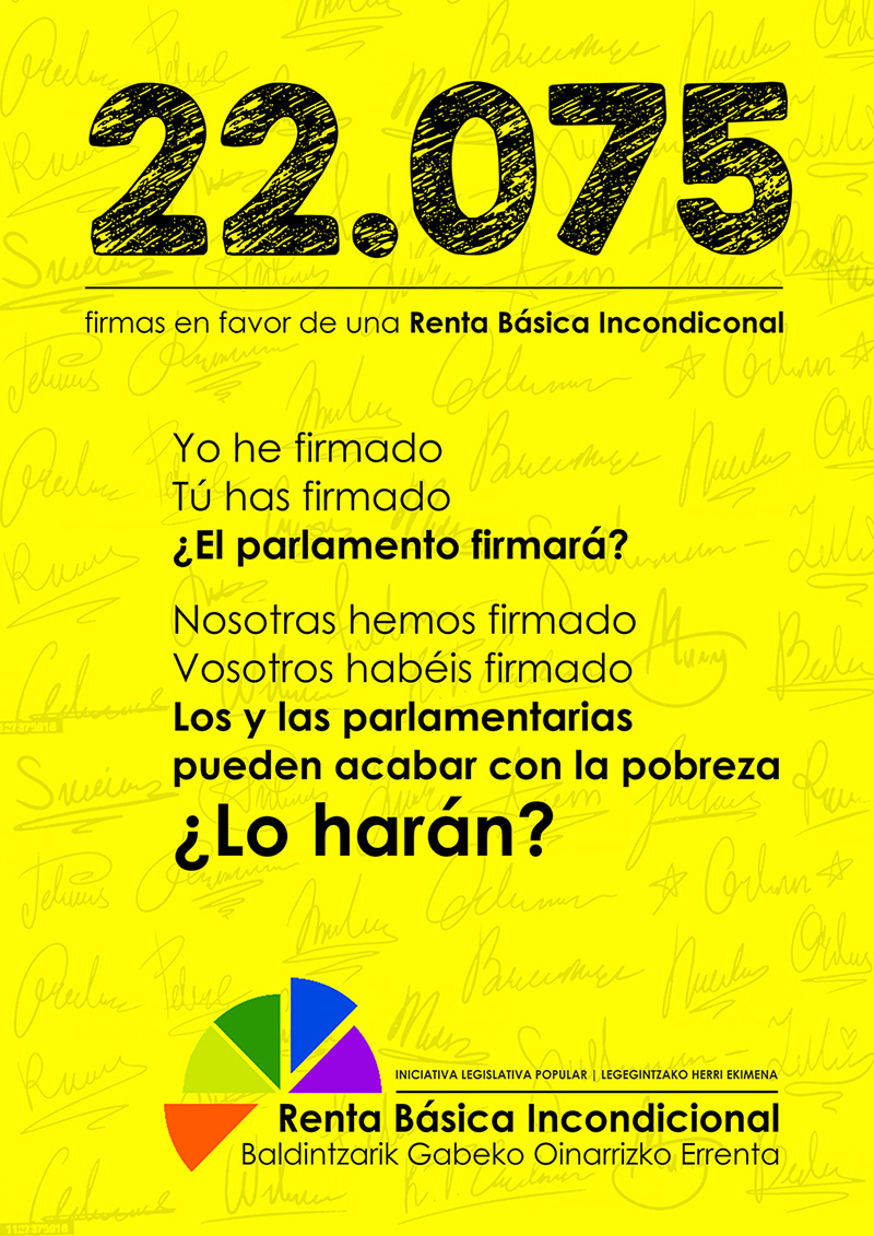 22.075 firmas en favor de una Renta Básica Incondicional en Euskadi