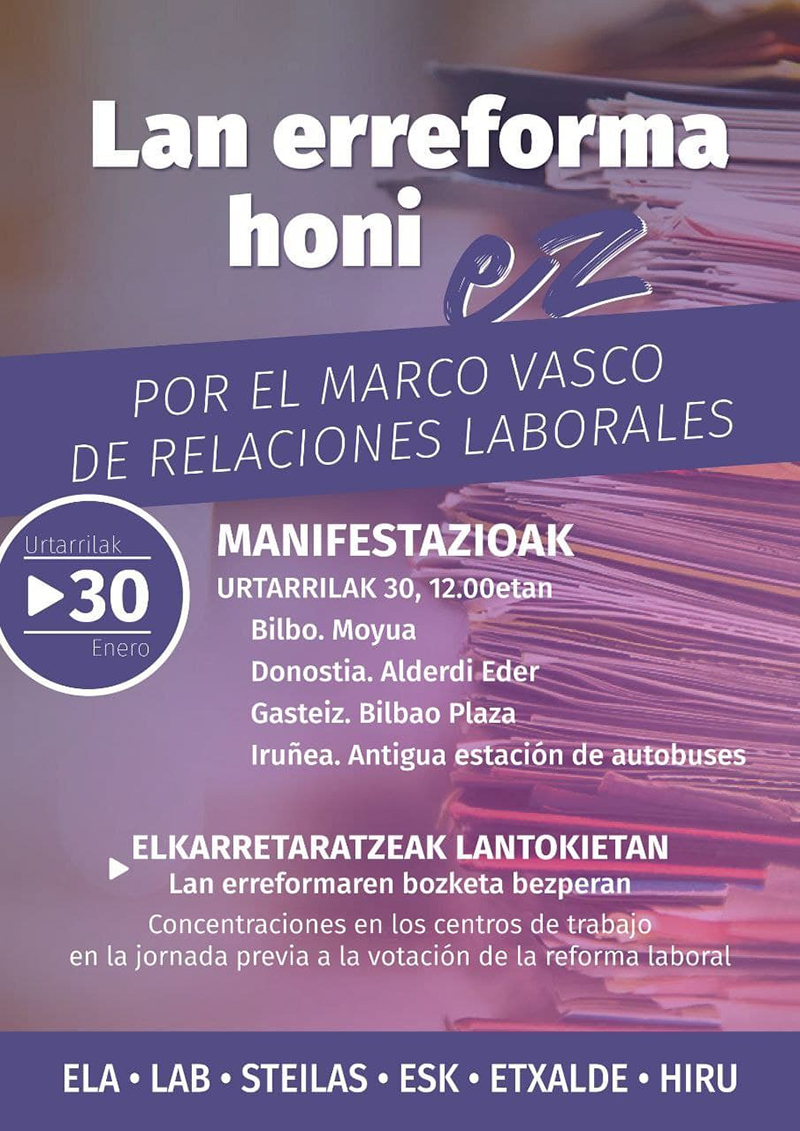 Movilizaciones 30 enero contra esta reforma laboral