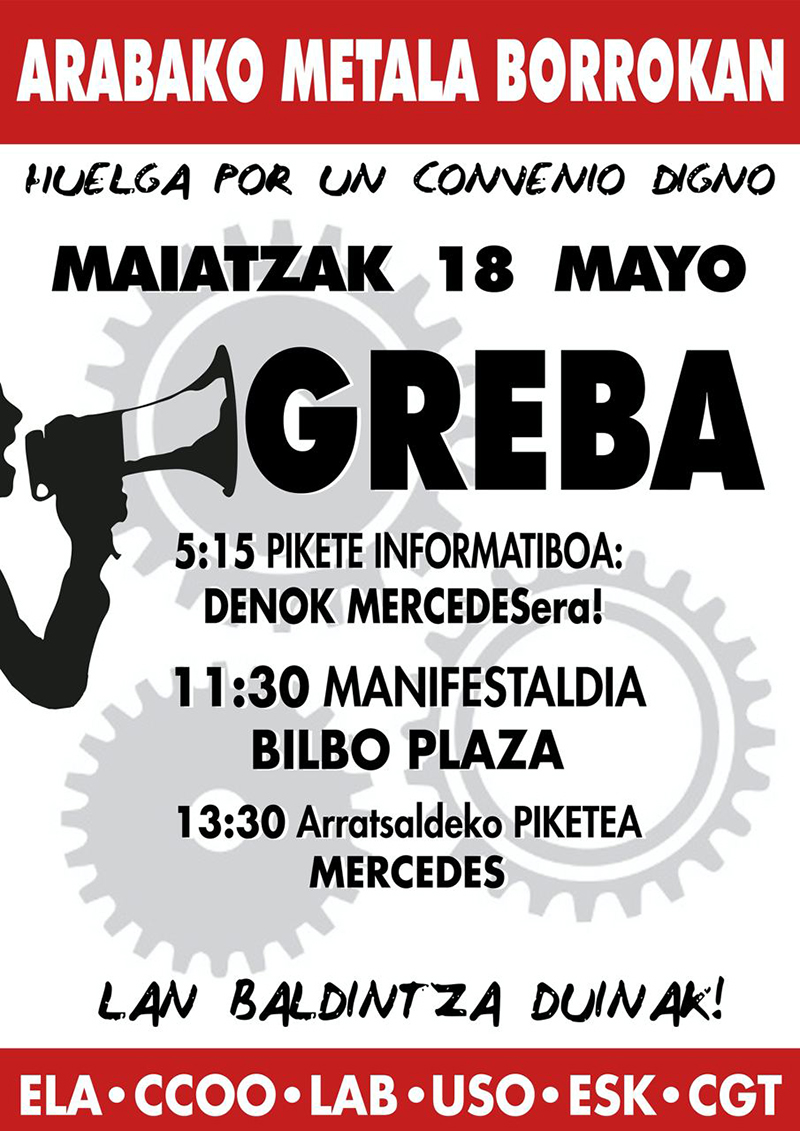 Arabako metala greba maiatzak 18