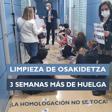Las limpiadoras protestan en las oficinas de Osakidetza