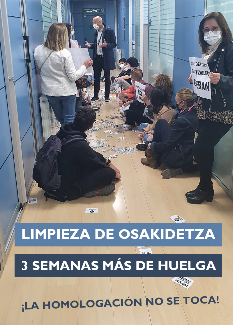 Las limpiadoras protestan en las oficinas de Osakidetza