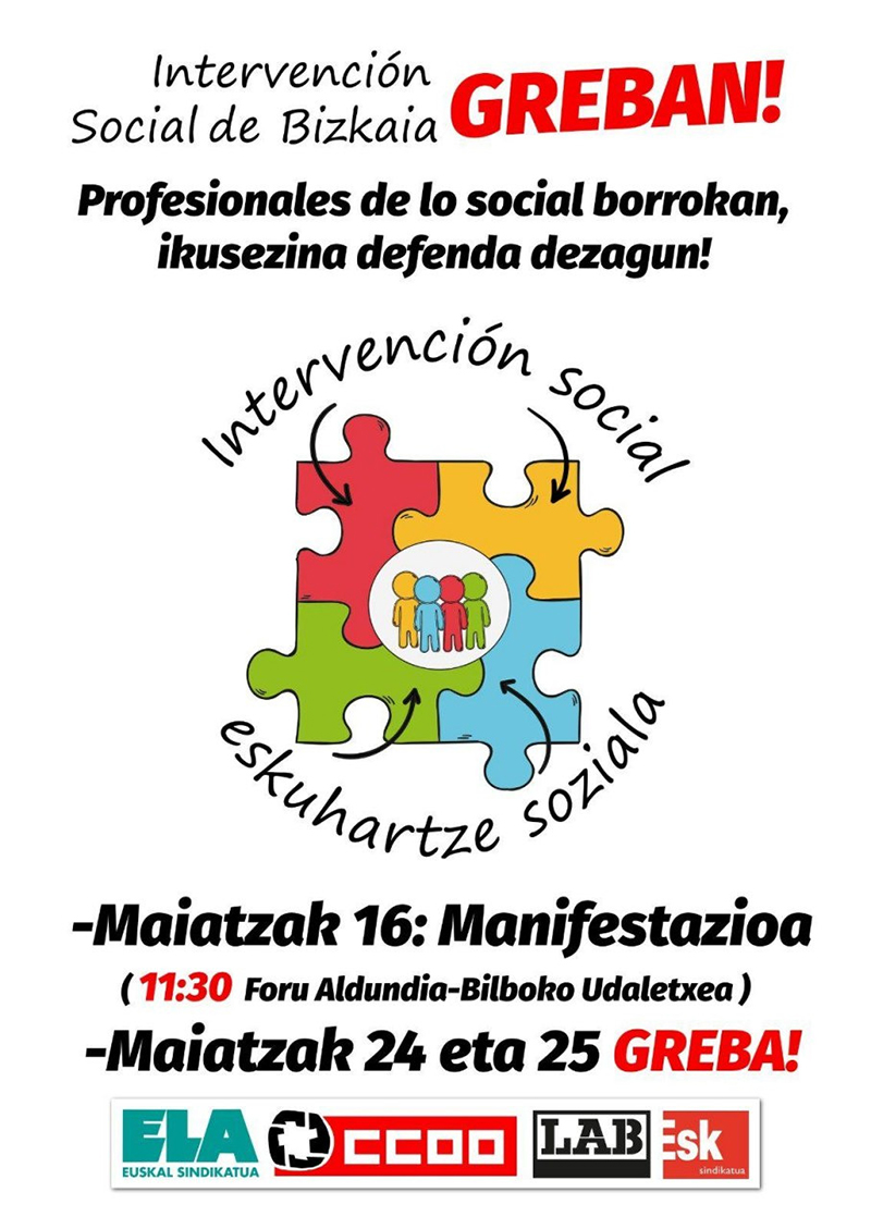 Cartel de las movilizaciones del sector de Intervención Social de Bizkaia